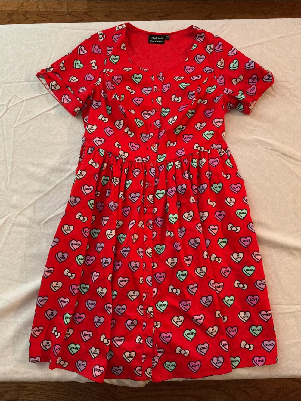 ******* ModCloth x Hello Kitty Red Heart Conversation Print Dress b6 *******